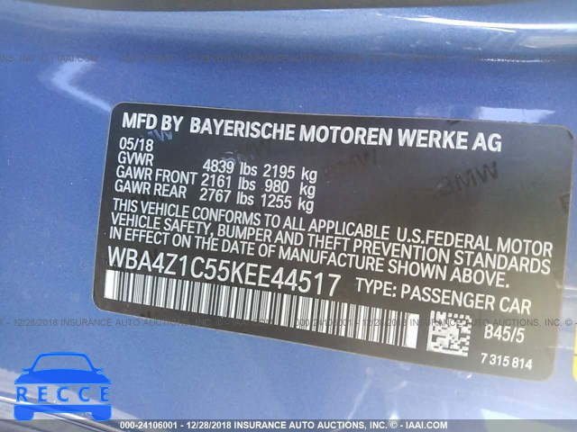 2019 BMW 430I WBA4Z1C55KEE44517 зображення 8