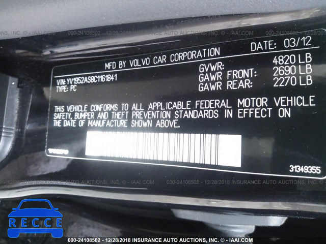 2012 VOLVO S80 3.2 YV1952AS8C1161841 image 8