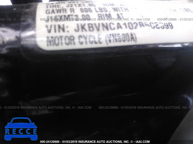 2002 KAWASAKI VN800 JKBVNCA102B508899 зображення 9