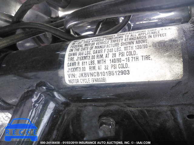 2001 KAWASAKI VN800 B JKBVNCB101B512903 зображення 9