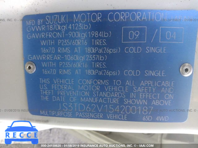 2005 SUZUKI GRAND VITARA LX/EX JS3TD62V154200187 image 8