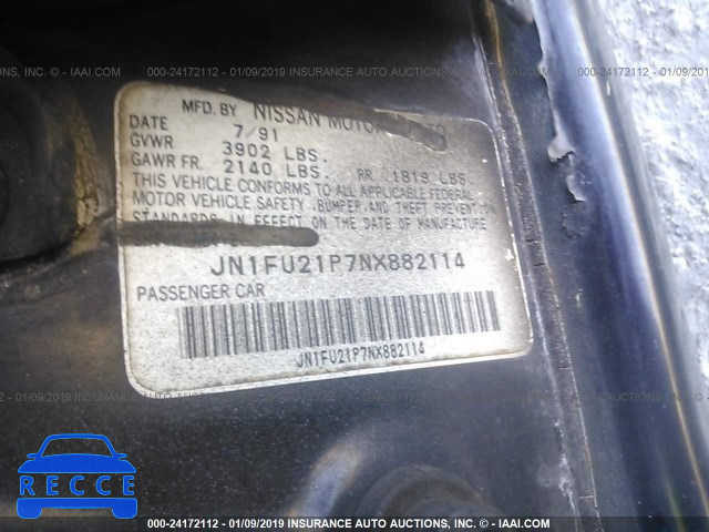 1992 NISSAN STANZA JN1FU21P7NX882114 image 8