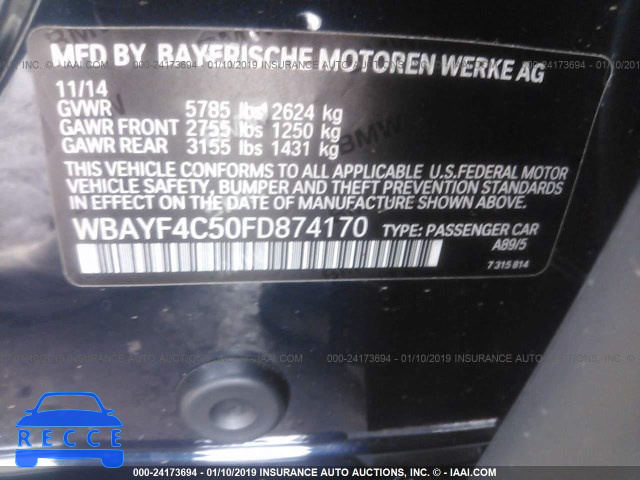 2015 BMW 740 LXI WBAYF4C50FD874170 image 8