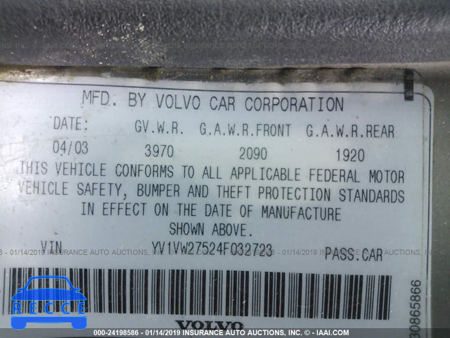 2004 VOLVO V40 1.9T YV1VW27524F032723 image 8