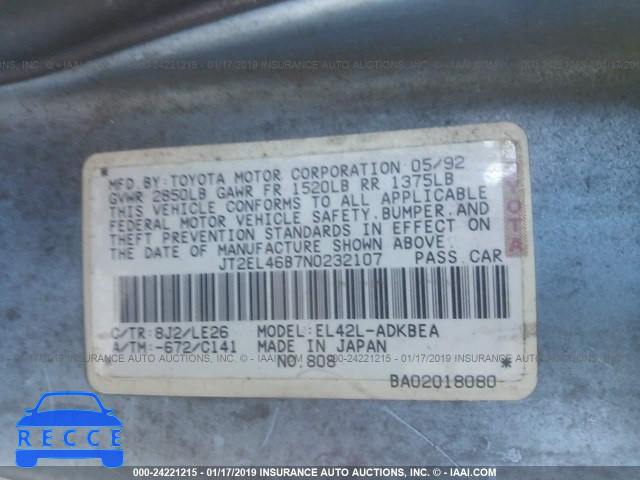 1992 TOYOTA TERCEL STD JT2EL46B7N0232107 image 8