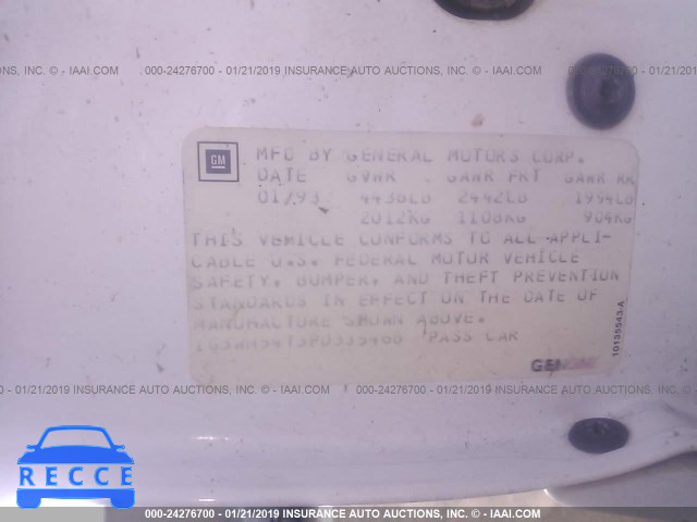 1993 OLDSMOBILE CUTLASS SUPREME S 1G3WH54T3PD335468 Bild 8