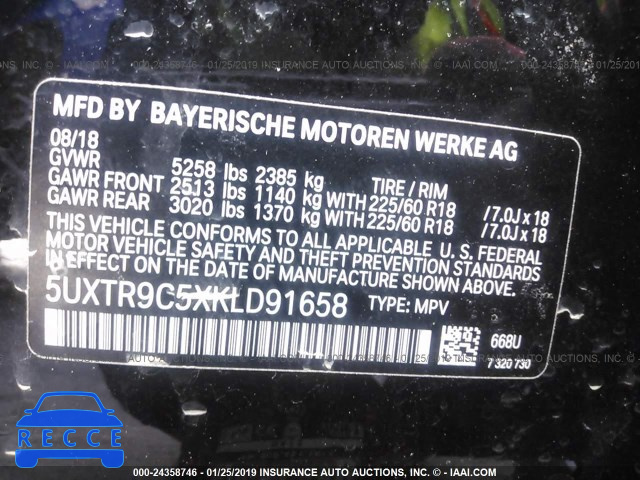 2019 BMW X3 XDRIVE30I 5UXTR9C5XKLD91658 зображення 8