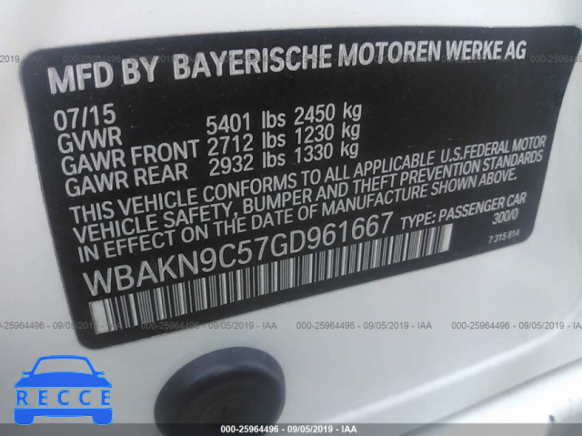 2016 BMW 550 I WBAKN9C57GD961667 зображення 8