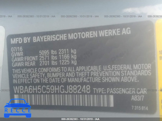 2017 BMW 650 I WBA6H5C59HGJ88248 зображення 7