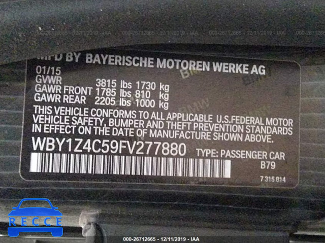 2015 BMW I3 REX WBY1Z4C59FV277880 Bild 7