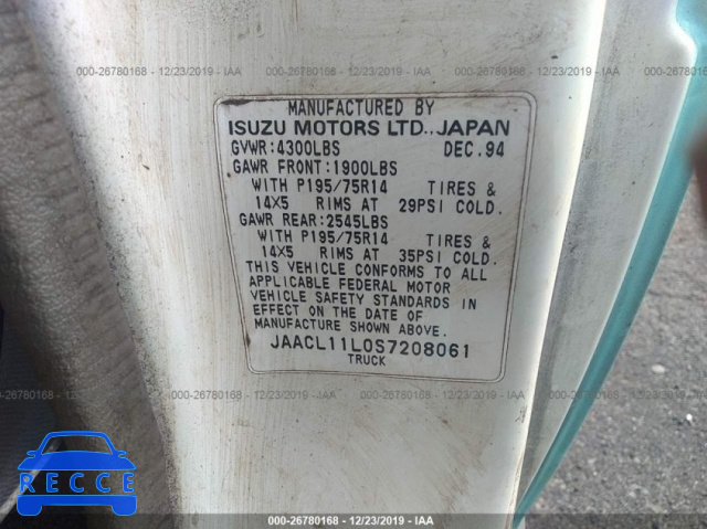 1995 ISUZU CONVENTIONAL SHORT BED JAACL11L0S7208061 зображення 7