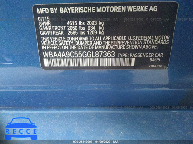 2016 BMW 428 I GRAN COUPE SULEV WBA4A9C55GGL87363 зображення 8