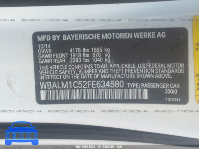 2015 BMW Z4 SDRIVE35IS WBALM1C52FE634580 зображення 8