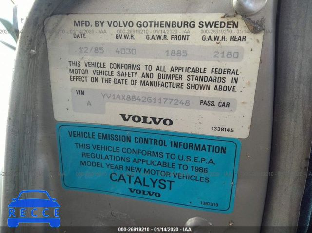 1986 VOLVO 244 DL/GL YV1AX8842G1177248 image 7