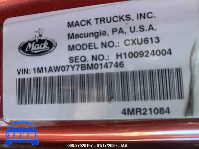 2011 MACK CXU613 CXU600 1M1AW07Y7BM014746 зображення 7