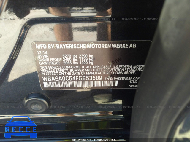 2015 BMW 6 SERIES 640I WBA6A0C54FGB53589 image 8