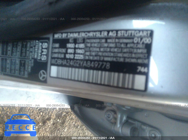 2000 MERCEDES-BENZ C-CLASS KOMPRESSOR WDBHA24G2YA849778 image 8