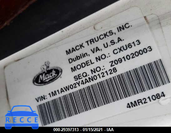 2010 MACK CXU613 CXU600 1M1AW02Y4AN012128 image 9