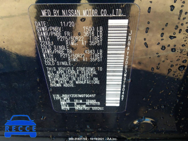 2021 NISSAN ARMADA PLATINUM JN8AY2DB3M9790467 image 8
