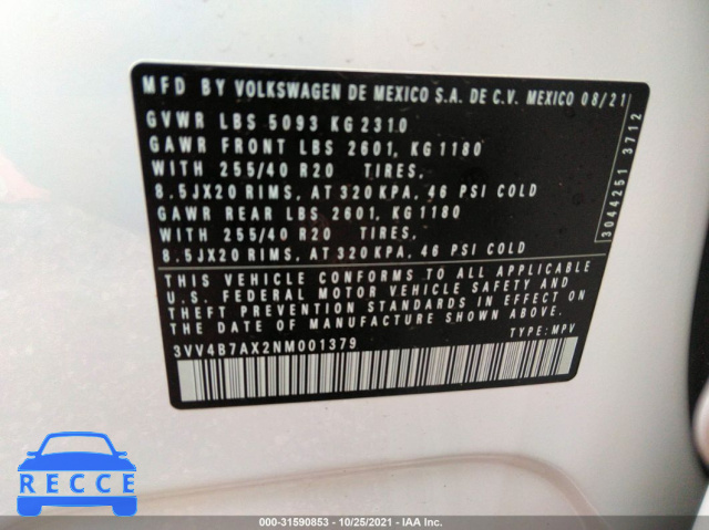 2022 VOLKSWAGEN TIGUAN SEL R-LINE 3VV4B7AX2NM001379 image 8