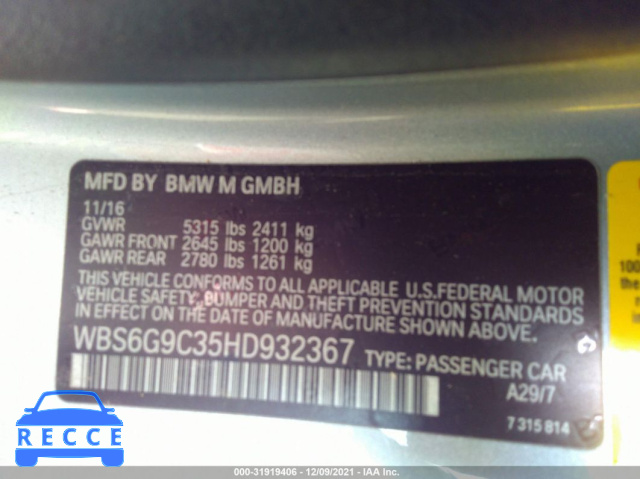 2017 BMW M6  WBS6G9C35HD932367 зображення 8
