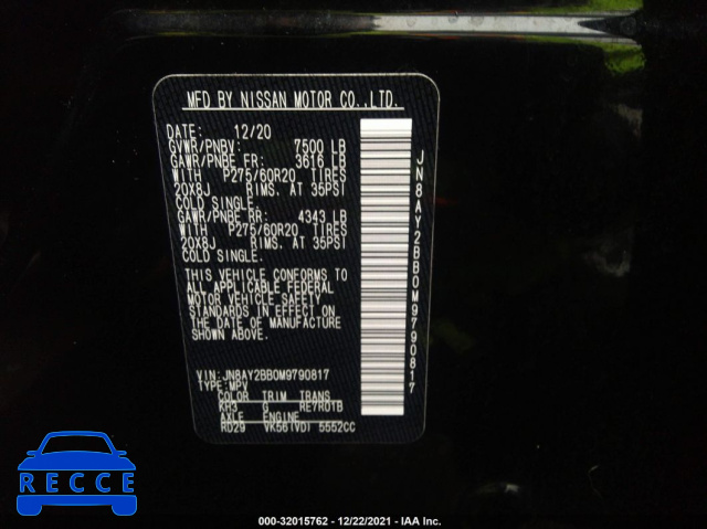 2021 NISSAN ARMADA SL JN8AY2BB0M9790817 image 8