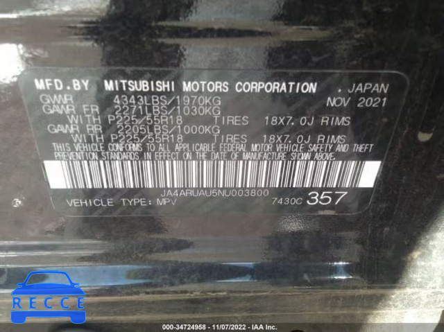 2022 MITSUBISHI OUTLANDER SPORT ES/LE/SE JA4ARUAU5NU003800 image 8