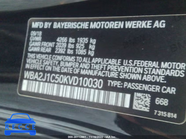 2019 BMW 2 SERIES 230I WBA2J1C50KVD10030 Bild 8