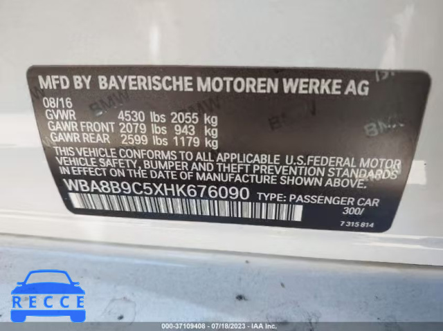 2017 BMW 330I WBA8B9C5XHK676090 Bild 8