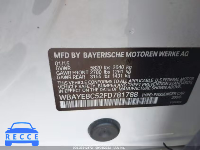2015 BMW 750LI WBAYE8C52FD781788 image 8