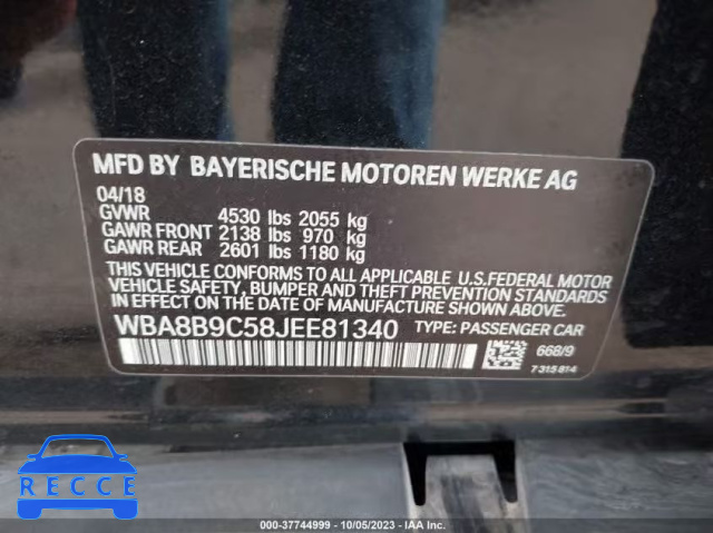 2018 BMW 330I WBA8B9C58JEE81340 зображення 8