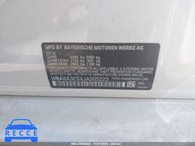 2018 BMW 320I XDRIVE WBA8A3C5XJA505223 image 8