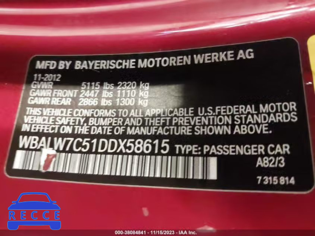 2013 BMW 640I WBALW7C51DDX58615 зображення 8