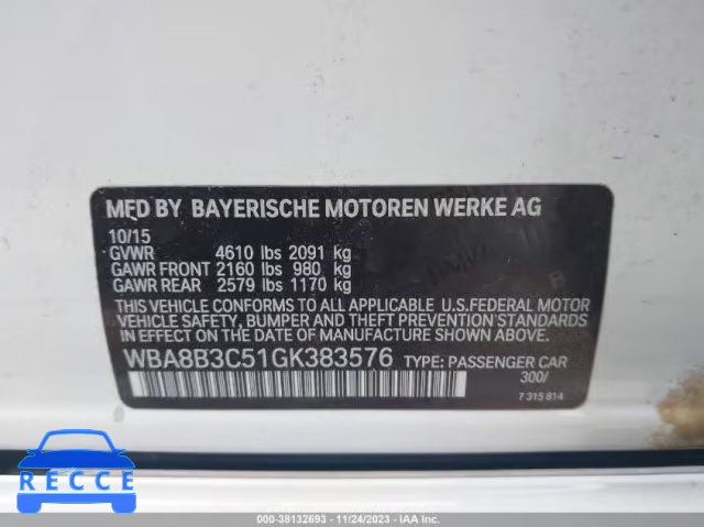 2016 BMW 340I WBA8B3C51GK383576 зображення 8