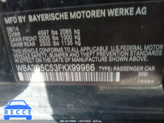 2015 BMW 328D XDRIVE WBA3D5C53FKX99966 зображення 8