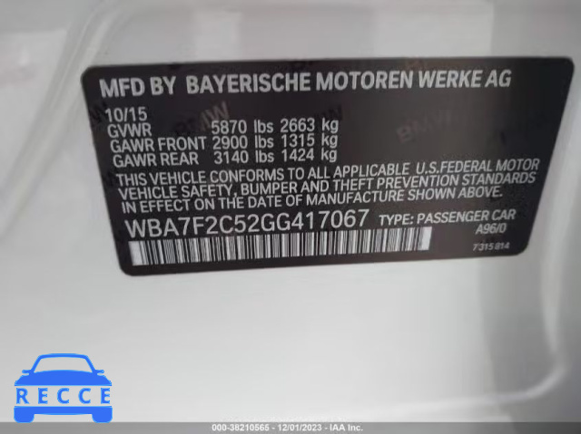 2016 BMW 750I XDRIVE WBA7F2C52GG417067 image 8