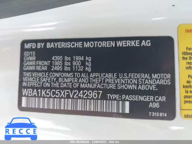 2015 BMW 228I WBA1K5C5XFV242967 Bild 8