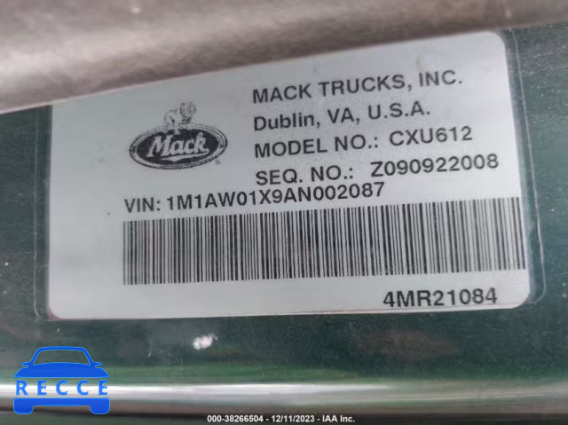 2010 MACK 600 CXU600 1M1AW01X9AN002087 image 8