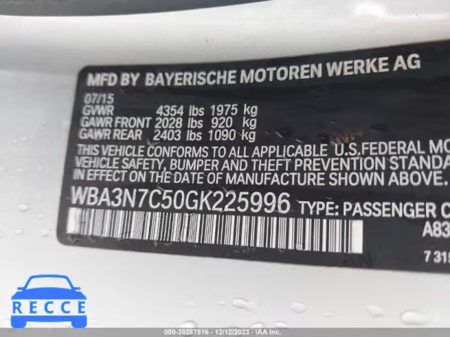 2016 BMW 428I WBA3N7C50GK225996 зображення 8