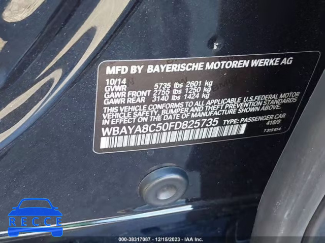2015 BMW 750I WBAYA8C50FD825735 image 8