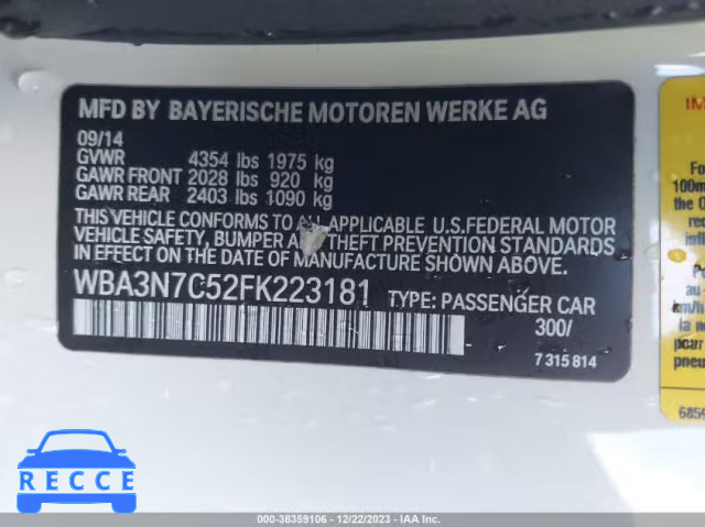 2015 BMW 428I WBA3N7C52FK223181 зображення 8