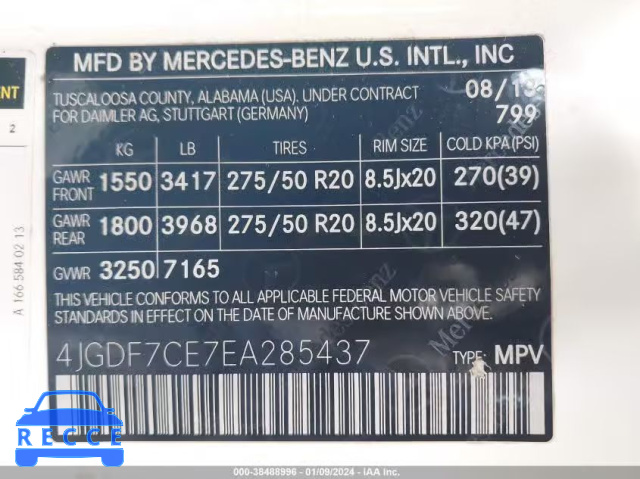 2014 MERCEDES-BENZ GL 450 4MATIC 4JGDF7CE7EA285437 image 8