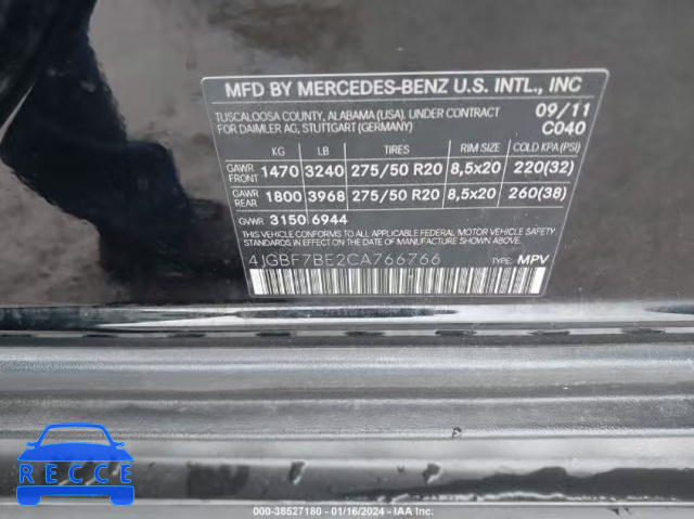2012 MERCEDES-BENZ GL 450 4MATIC 4JGBF7BE2CA766766 зображення 8