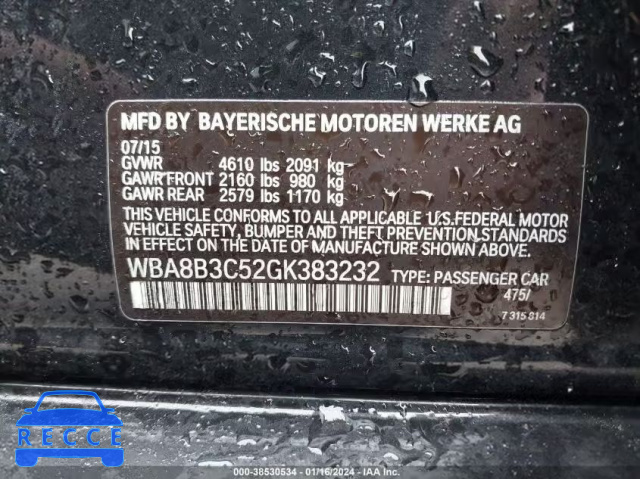 2016 BMW 340I WBA8B3C52GK383232 зображення 8