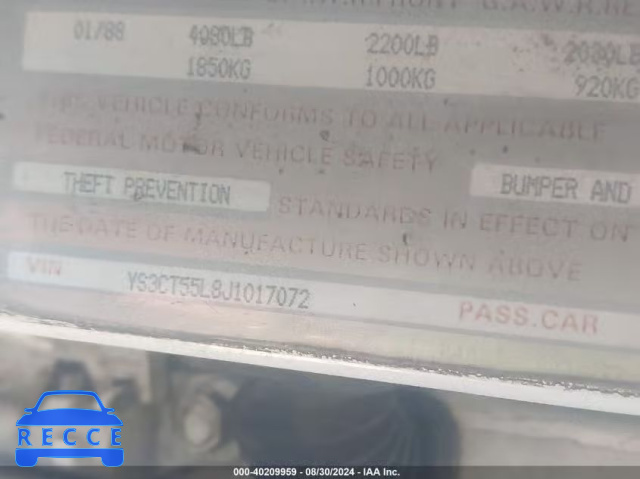 1988 SAAB 9000 YS3CT55L8J1017072 image 8