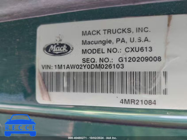 2013 MACK CXU613 CXU600 1M1AW02Y0DM026103 зображення 8