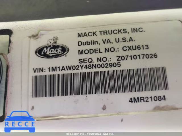 2008 MACK CXU613 CXU600 1M1AW02Y48N002905 зображення 7