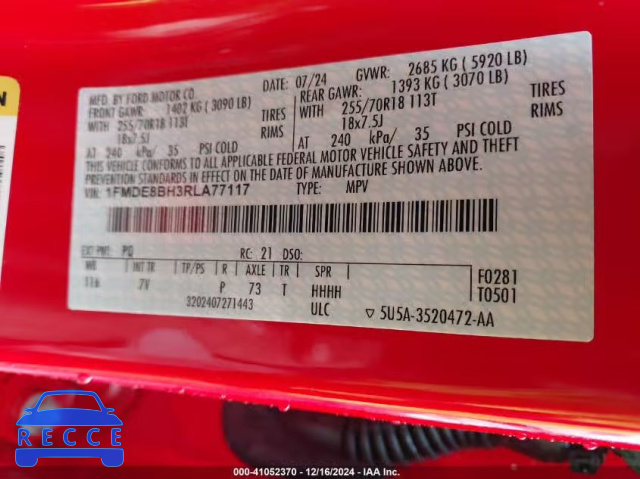 2024 FORD BRONCO OUTER BANKS 1FMDE8BH3RLA77117 image 8