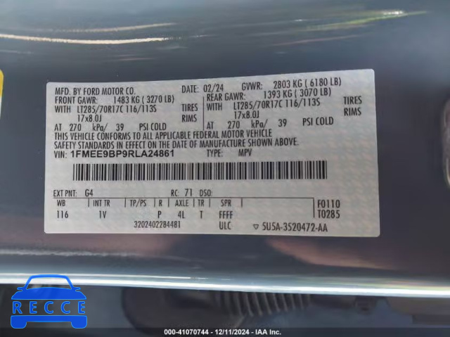 2024 FORD BRONCO BADLANDS 1FMEE9BP9RLA24861 image 8