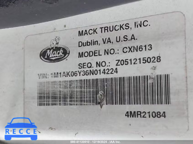 2006 MACK CXN613 CXN600 1M1AK06Y36N014224 image 7